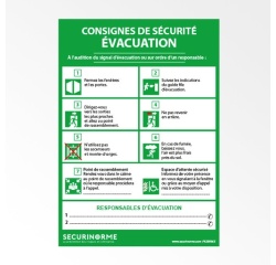 Affiche obligatoire - Consignes Sécurité Évacuation - 297 x 420 mm