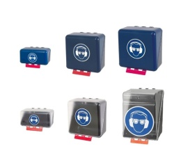 Boîte de rangement EPI - Protections oculaires et auditives - ABS Mini Bleu