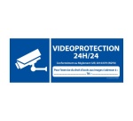 Panneau de sécurité pictogramme Vidéoprotection 24H/24 - V001 297 x 105 mm Vinyle Souple Autocollant
