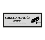 Signalétique de vidéoprotection - Surveillance vidéo 24h/24h 297 x 105 mm PVC 2 mm Gris