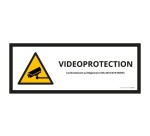 Panneau d'information - Pictogramme de sécurité Vidéo-Protection 210 x 75 mm PVC 2 mm Blanc