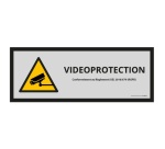 Panneau d'information - Pictogramme de sécurité Vidéo-Protection 297 x 105 mm PVC 2 mm Gris