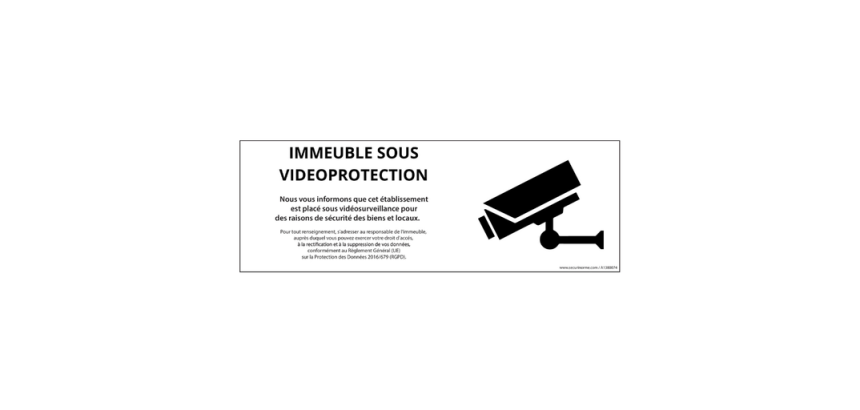 Panneau de protection - Immeuble sous Vidéoprotection - ISO 7010 297 x 105 mm PVC 2 mm