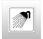 Plaque de signalétique carrée - Pictogramme Douche - Gravoply 200 x 200 mm Noir sur fond Blanc
