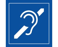 Pictogramme - Info accessibilité malentendant 125 x 125 mm Vinyle Souple Autocollant Bleu