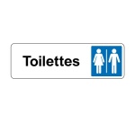 Panneau WC - Toilettes Mixtes Femme/Homme - Fixation adhésive 150 x 47 mm Blanc