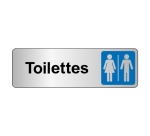 Panneau WC - Toilettes Mixtes Femme/Homme - Fixation adhésive 250 x 80 mm Argent