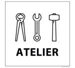 Panneau ATELIERS - fond blanc 250 x 250 mm