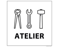 Panneau ATELIERS - fond blanc 250 x 250 mm  - PVC