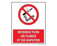 Panneau - Interdiction de Fumer/Vapoter avec décrêt - 250 x 300 mm PVC 2 mm