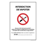 Panneau d'Interdiction - Interdiction de Vapoter - avec Décret 210 x 150 mm PVC 2 mm