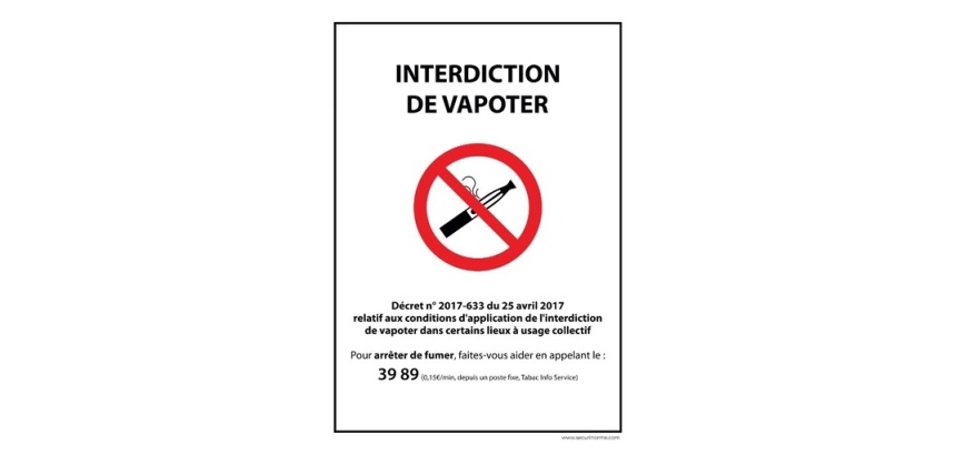 Panneau d'Interdiction - Interdiction de Vapoter - avec Décret 210 x 150 mm PVC 2 mm