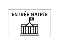 Panneau ENTREE MAIRIE+ symbole - fond blanc 300 x 200 mm  - PVC