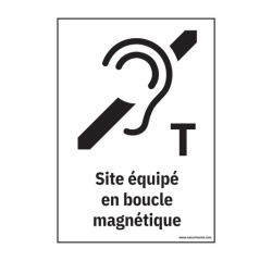 Panneau de signalétique - Pictogramme Boucle magnétique équipée 210 x 150 mm Vinyle Souple Autocollant