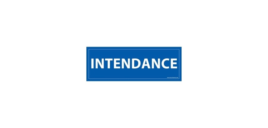 Panneau INTENDANCE - fond bleu 210 x 75 mm