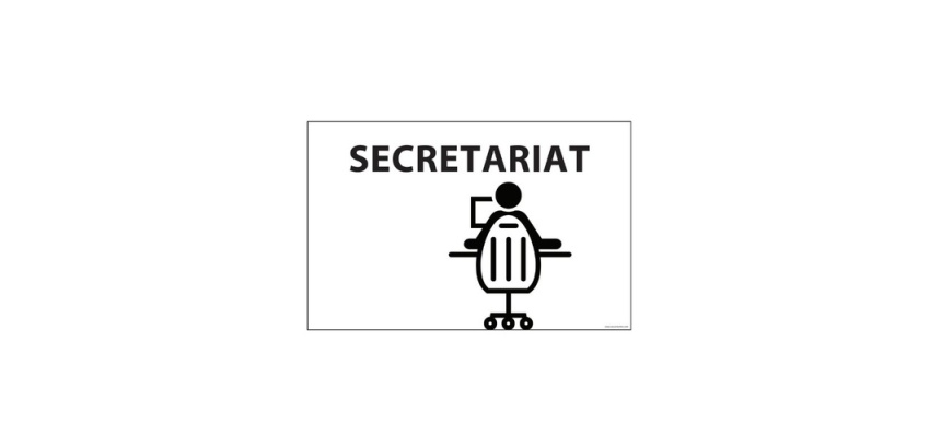 Signalétique information - SECRETARIAT + symbole - fond blanc 300 x 200 mm