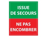 Panneau Issue de secours, ne pas encombrer - 300 x 250 mm