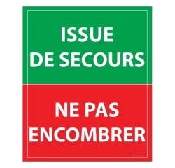 Panneau Issue de secours, ne pas encombrer - 300 x 250 mm