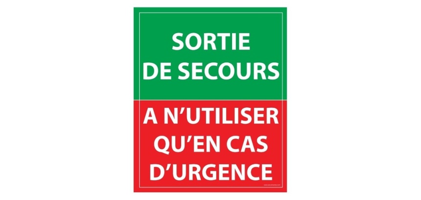 Panneau - Sortie de Secours, à n'utiliser qu'en cas d'urgence Vinyle Souple Autocollant