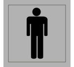 Panneau WC homme - Signalétique Toilettes - Universel 125 x 125 mm PVC 2 mm Blanc sur fond Bleu