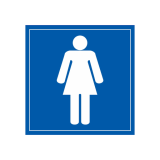 Signalétique d'information WC - Toilettes Femmes 350 x 350 mm PVC 2 mm Blanc sur fond Bleu