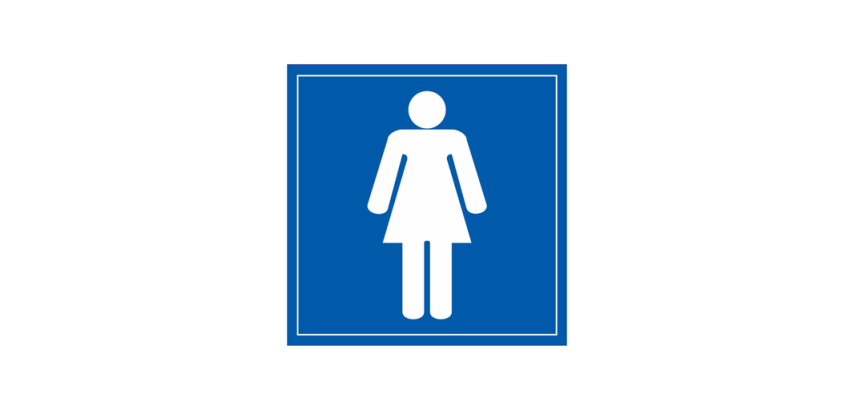 Signalétique d'information WC - Toilettes Femmes 125 x 125 mm Vinyle Souple Autocollant Blanc sur fond Bleu