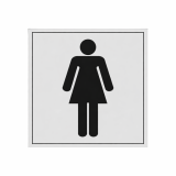 Signalétique d'information WC - Toilettes Femmes 250 x 250 mm PVC 2 mm Noir sur fond Gris