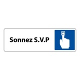 Panneau Sonnez S.V.P - Signalétique d'accueil 250 x 80 mm Argent