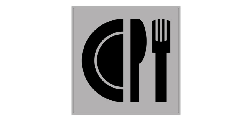 Panneau d'information - Pictogramme Restaurant Vinyle Souple Autocollant 90 x 90 mm