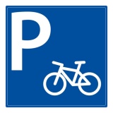 Panneau de signalisation - Parking à vélos - ISO 7001 Aludibond 3 mm 400 x 400 mm Blanc sur fond Bleu