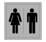 Panneau Signalétique - WC Toilettes Hommes Femmes 125 x 125 mm PVC 2 mm Blanc sur fond Bleu