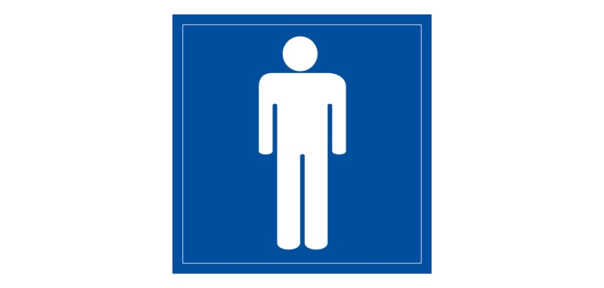 Panneau WC homme - Signalétique Toilettes - Universel 125 x 125 mm PVC 2 mm Blanc sur fond Bleu