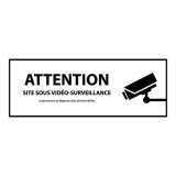 Signalétique de sécurité - Pictogramme Surveillance vidéo 450 x 150 mm PVC 2 mm Blanc