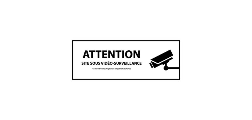 Signalétique de sécurité - Pictogramme Surveillance vidéo 210 x 75 mm PVC 2 mm Gris