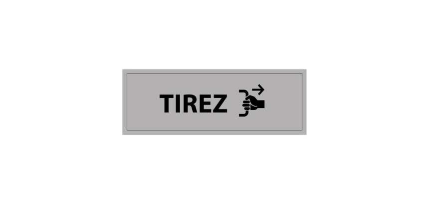 Signalétique d'Information - Pictogramme Tirez - 210 x 75 mm Vinyle Souple Autocollant Blanc