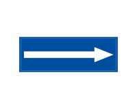 Panneau flèche vers la droite - fond bleu 210 x 75 mm  - PVC