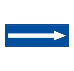 Panneau flèche vers la droite - fond bleu 210 x 75 mm