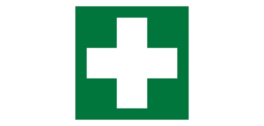 Panneau signalétique Premiers Secours - E003 - ISO 7001 250 x 250 mm Vinyle Souple Autocollant