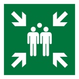 Panneau premiers secours - Point de rassemblement E007 - ISO 7001 125 x 125 mm Vinyle Souple Autocollant