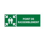 Panneau d'évacuation ERP - Point de rassemblement - ISO 7010 350 x 125 mm Vinyle Souple Autocollant