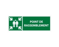 Panneau d'évacuation ERP - Point de rassemblement - ISO 7010 350 x 125 mm PVC 2 mm