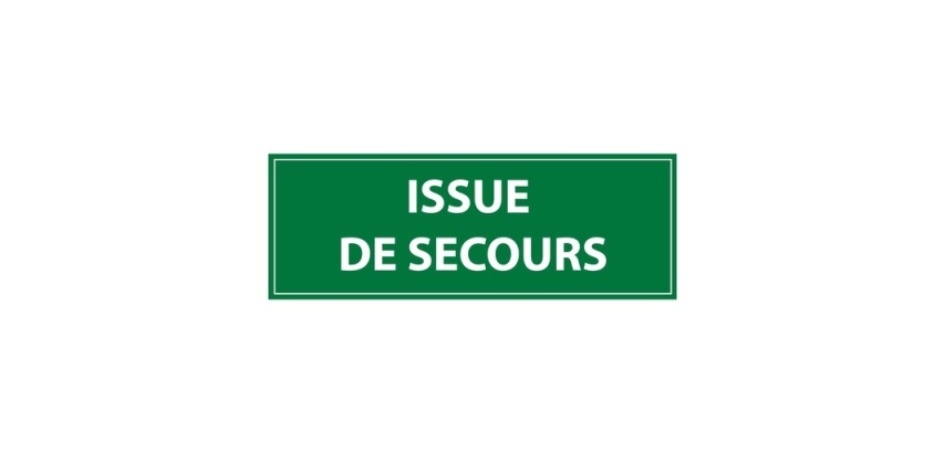 Panneau Issue de secours texte vert évacuation