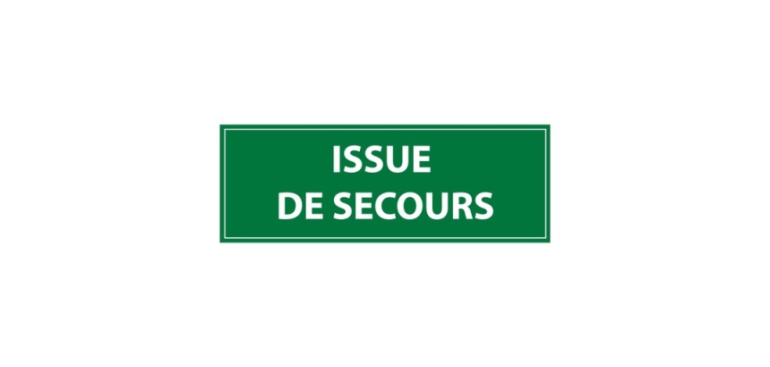 Panneau Issue de secours texte vert évacuation 350 x 125 mm Vinyle Souple Autocollant
