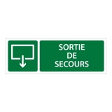 Panneau Sortie et évacuation - Sortie de Secours - ISO 7010 350 x 125 mm PVC 2 mm
