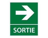 Panneau Sécurité Sortie flèche droite - 300 x 250 mm  - PVC