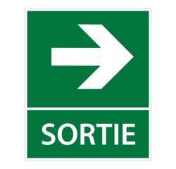 Panneau Sécurité Sortie flèche droite - 300 x 250 mm