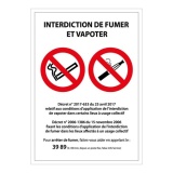 Panneau signalétique - Interdiction de fumer et vapoter - ISO 7010 210 x 300 mm PVC 2 mm