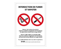 Panneau signalétique - Interdiction de fumer et vapoter - ISO 7010 150 x 210 mm Vinyle souple autocollant