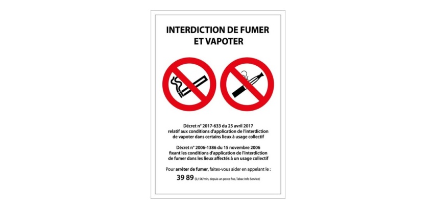 Panneau signalétique - Interdiction de fumer et vapoter - ISO 7010