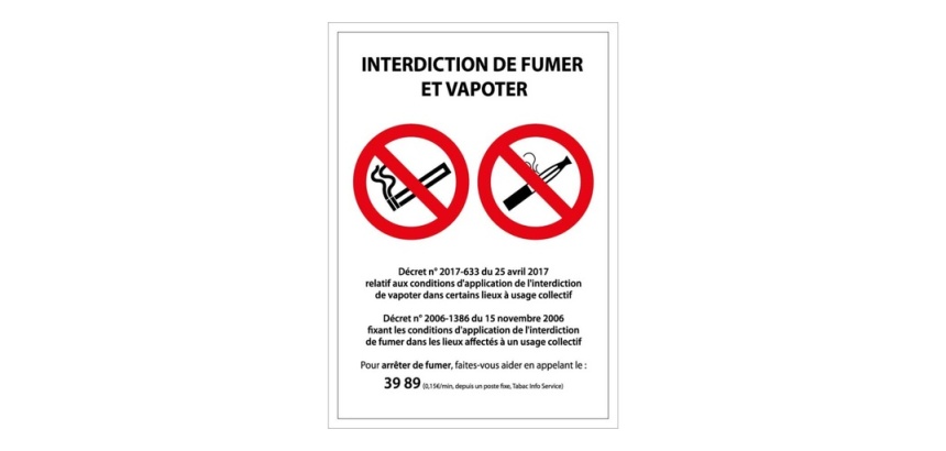 Panneau signalétique - Interdiction de fumer et vapoter - ISO 7010 150 x 210 mm Vinyle souple autocollant